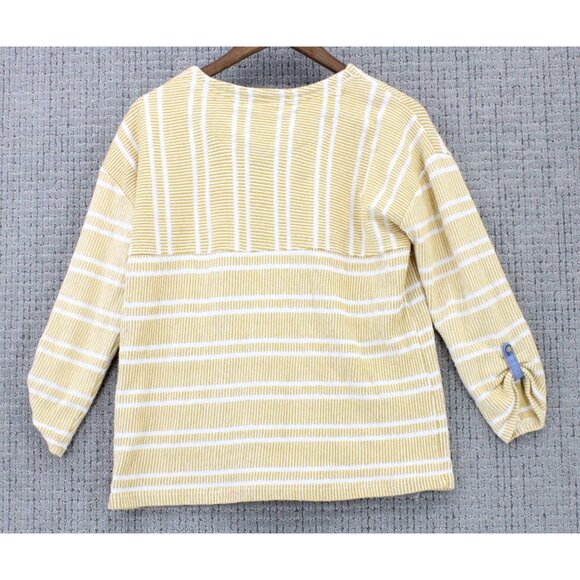 Mantaray Faithful And True Shirt Top Womens Size 14 Gold Striped 3/4 Sleeve - Picture 2 of 9